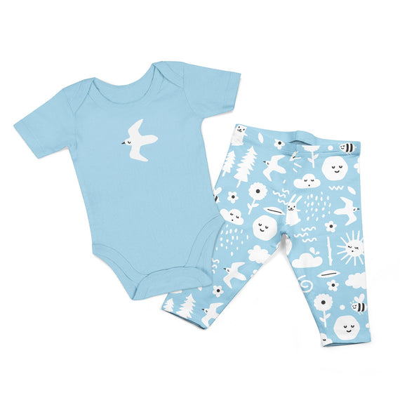 Organic Cotton Onesie Body Suit + Pant
